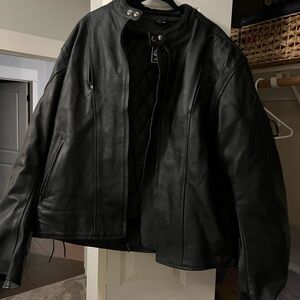 Padded Black Real Leather Jacket